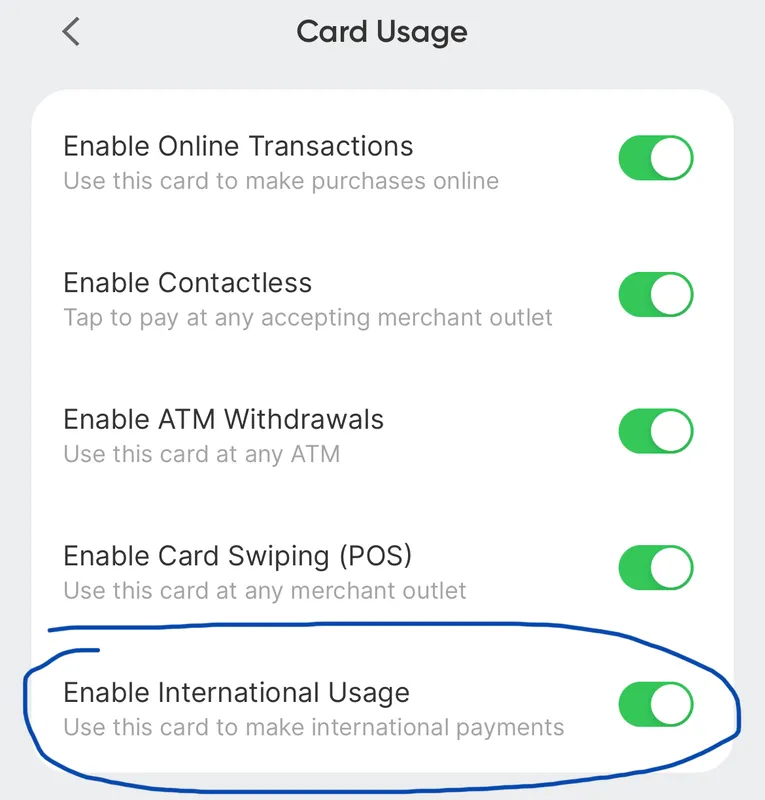 card controls when card doesnt work abroad